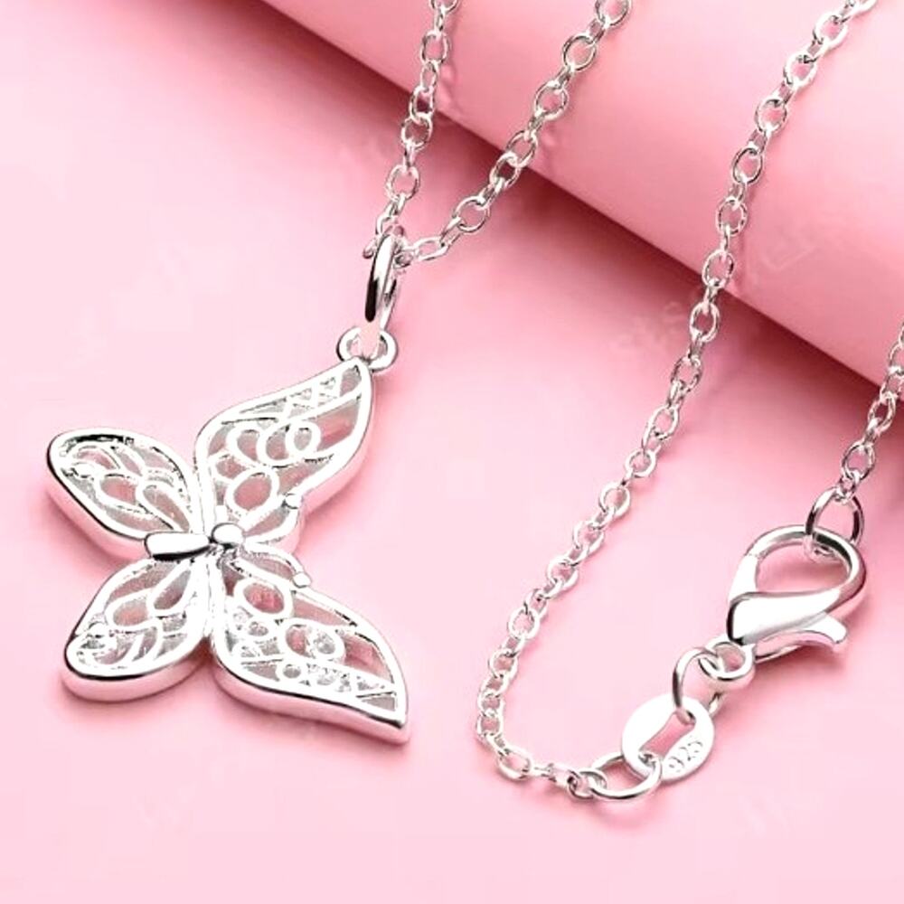 925 Sterling Silver Butterfly Necklace Boho Women's Valentine's Birthday Gift